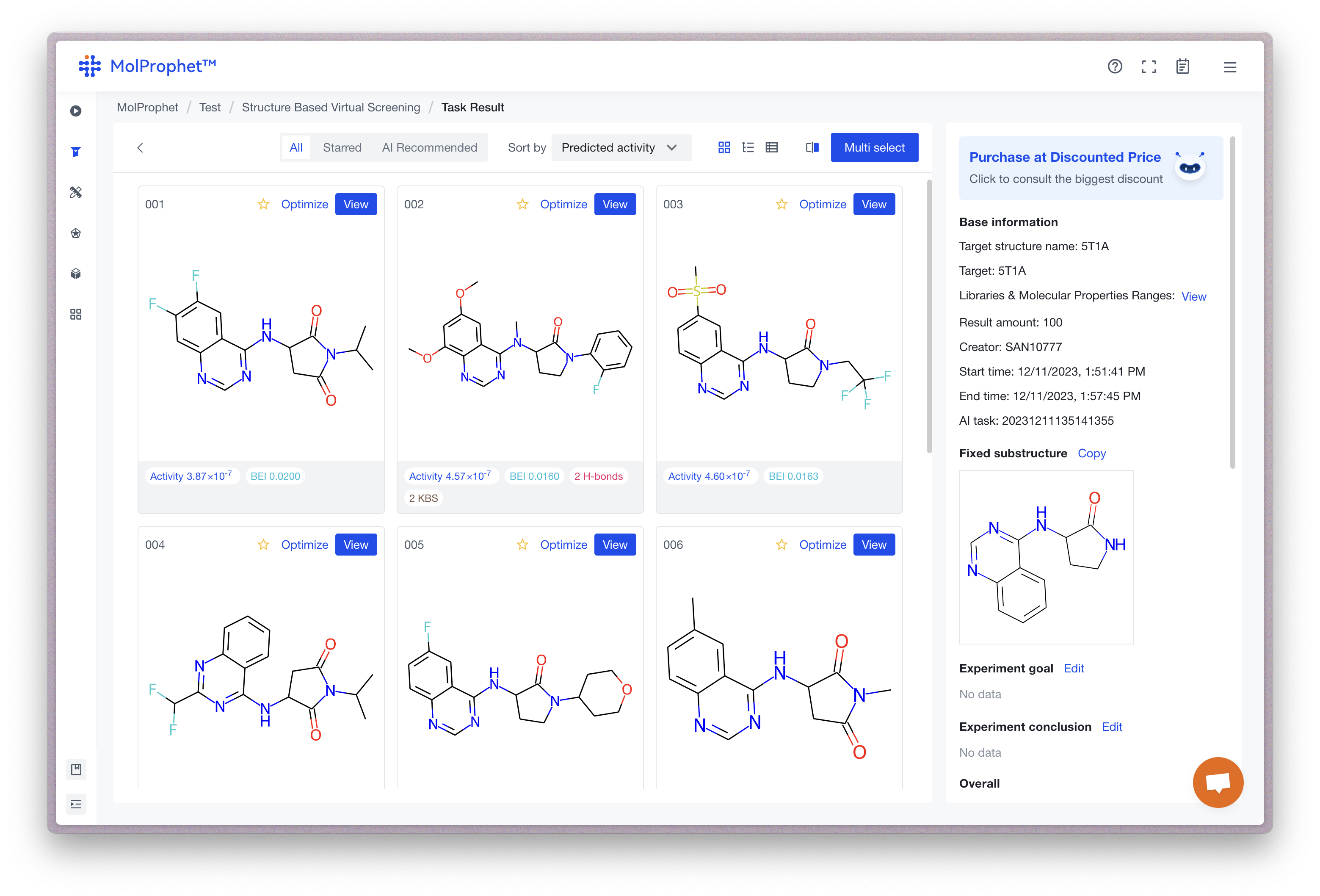 Task result page